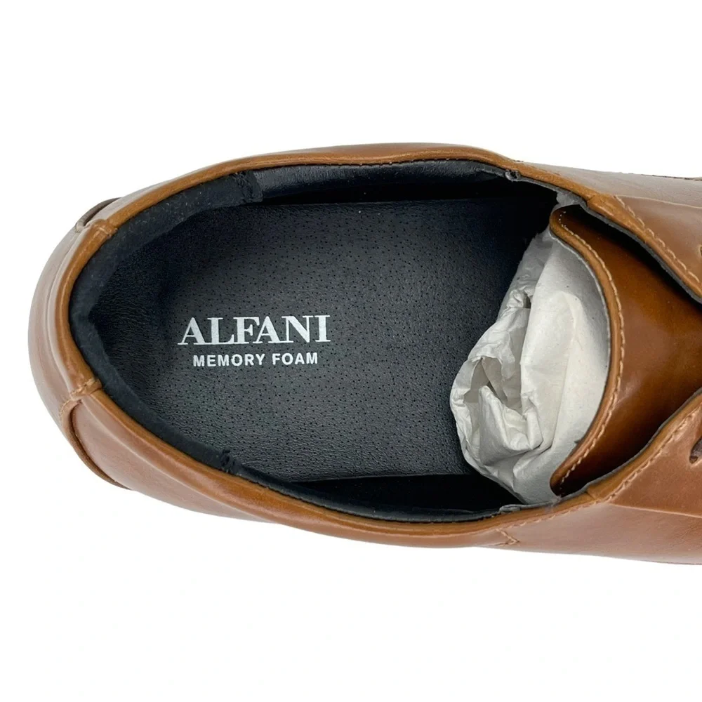 Alfani Andrew Tan Faux Leather Mens Oxfords Size 11.5M